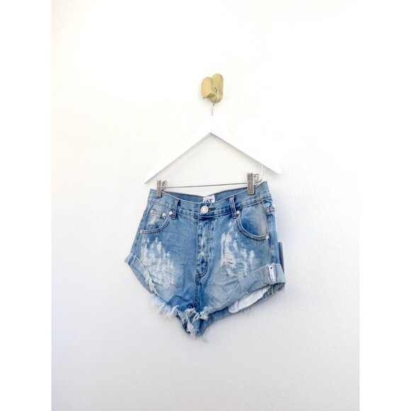 NEW! One teaspoon Bandits Shorts Relaxed Fit Long Rise Twisted Cuff Hem 30 - Picture 4 of 10